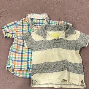 Bundle Crewcuts Multicolor Plaid and Gray Striped Kids Shirts